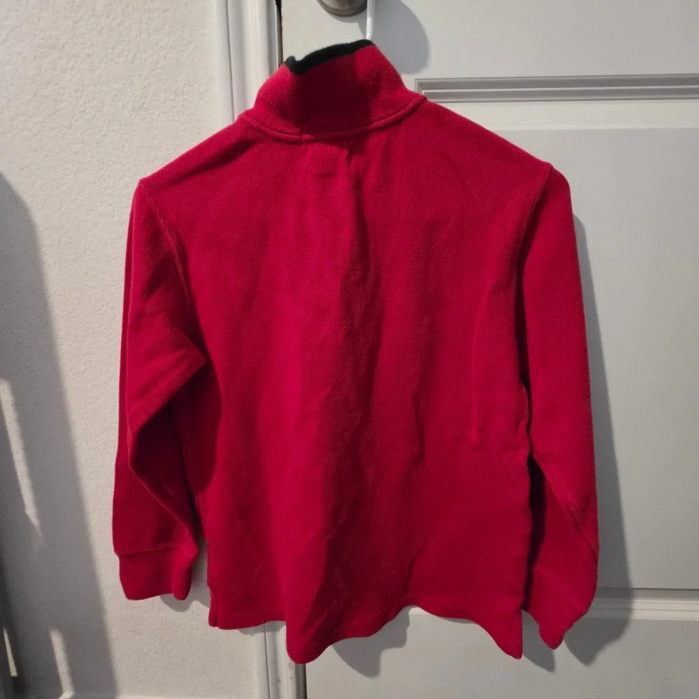 Polo Ralph Lauren Boys Red Quarter Zip Pullover Sweater Size M 10-12 Cotton Pony